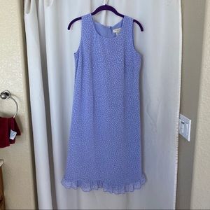 Vintage Periwinkle Polka Dot Midi Ruffle Dress